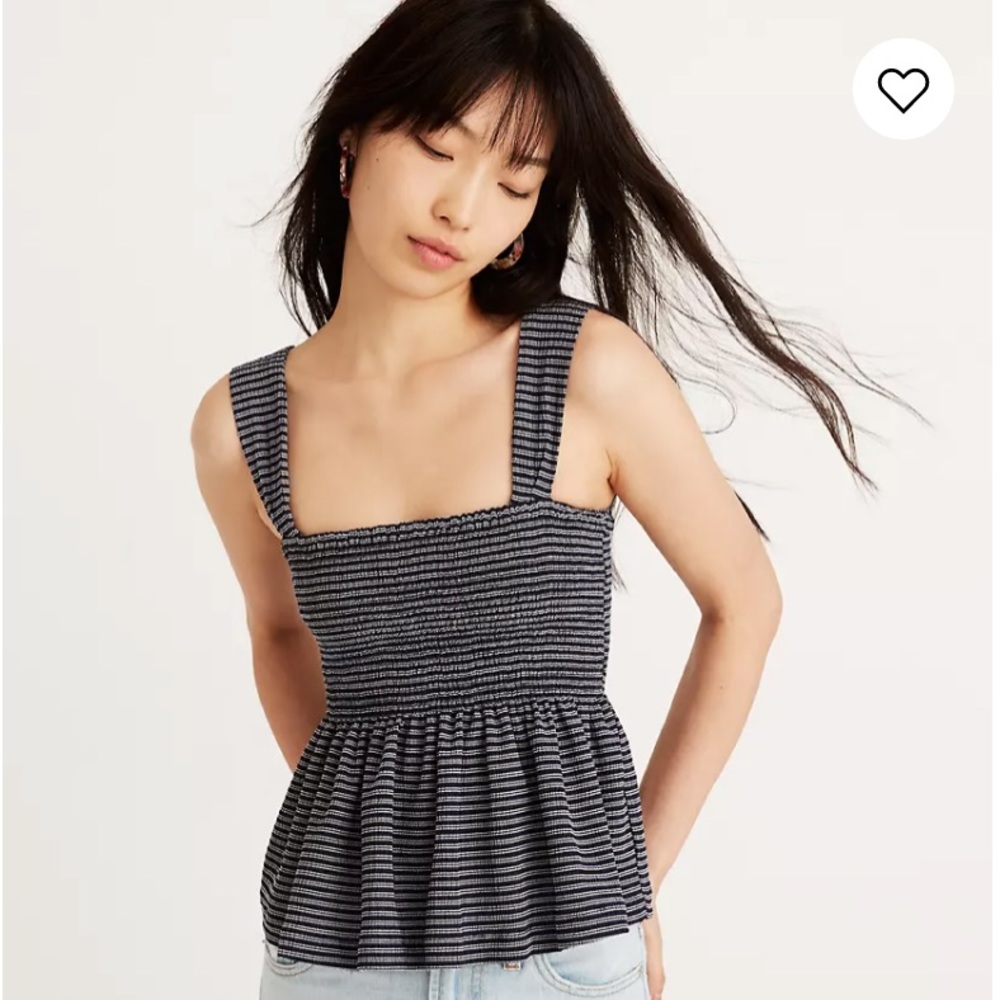 Madewell smocked peplum striped top